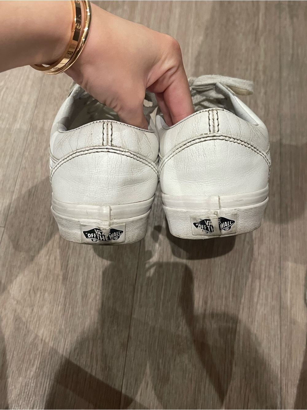 Vans Old Skool White Leather Sneakers – Women’s US 6 / EU 36 - Picture 7 of 8